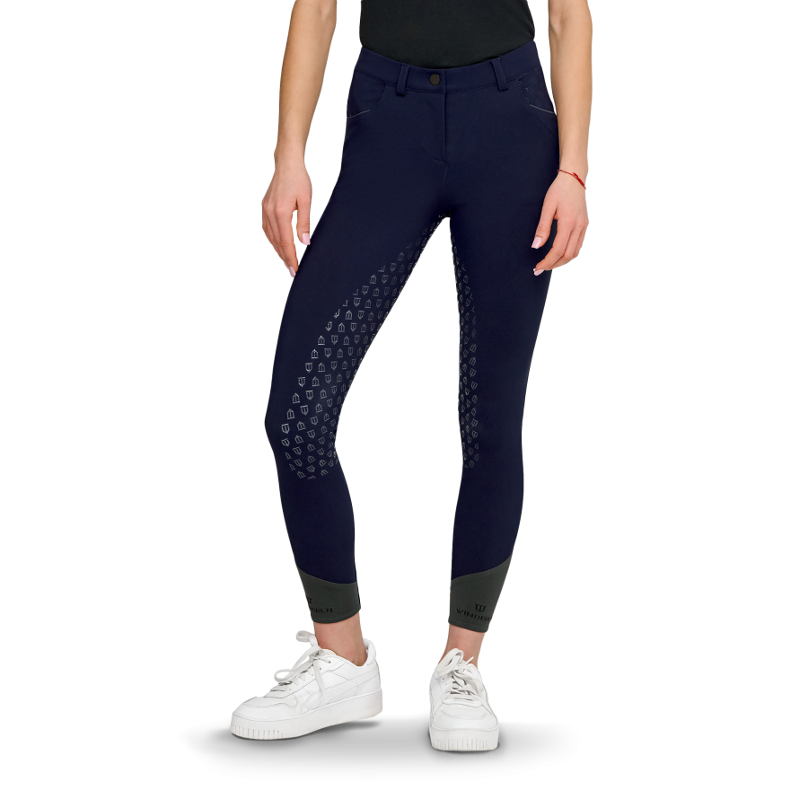 Damskie bryczesy z pełnym lejem Winderen Second Skin - Navy